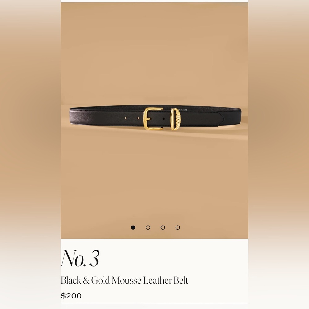 Aureum No.3 Black & Gold Mousse Leather Belt XS/S